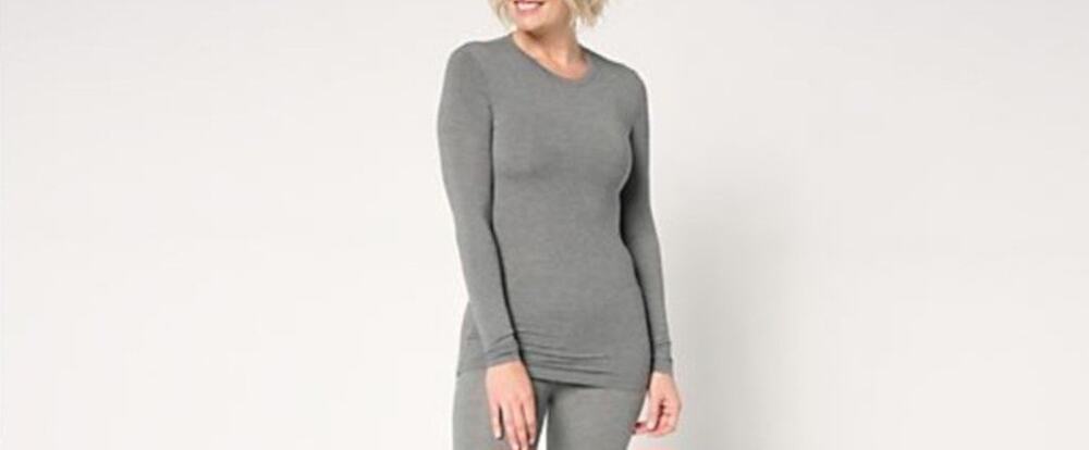 Cuddl Duds Med Heather Gray Layers Softwear Stretch Long Sleeve Top A656102 NWOT